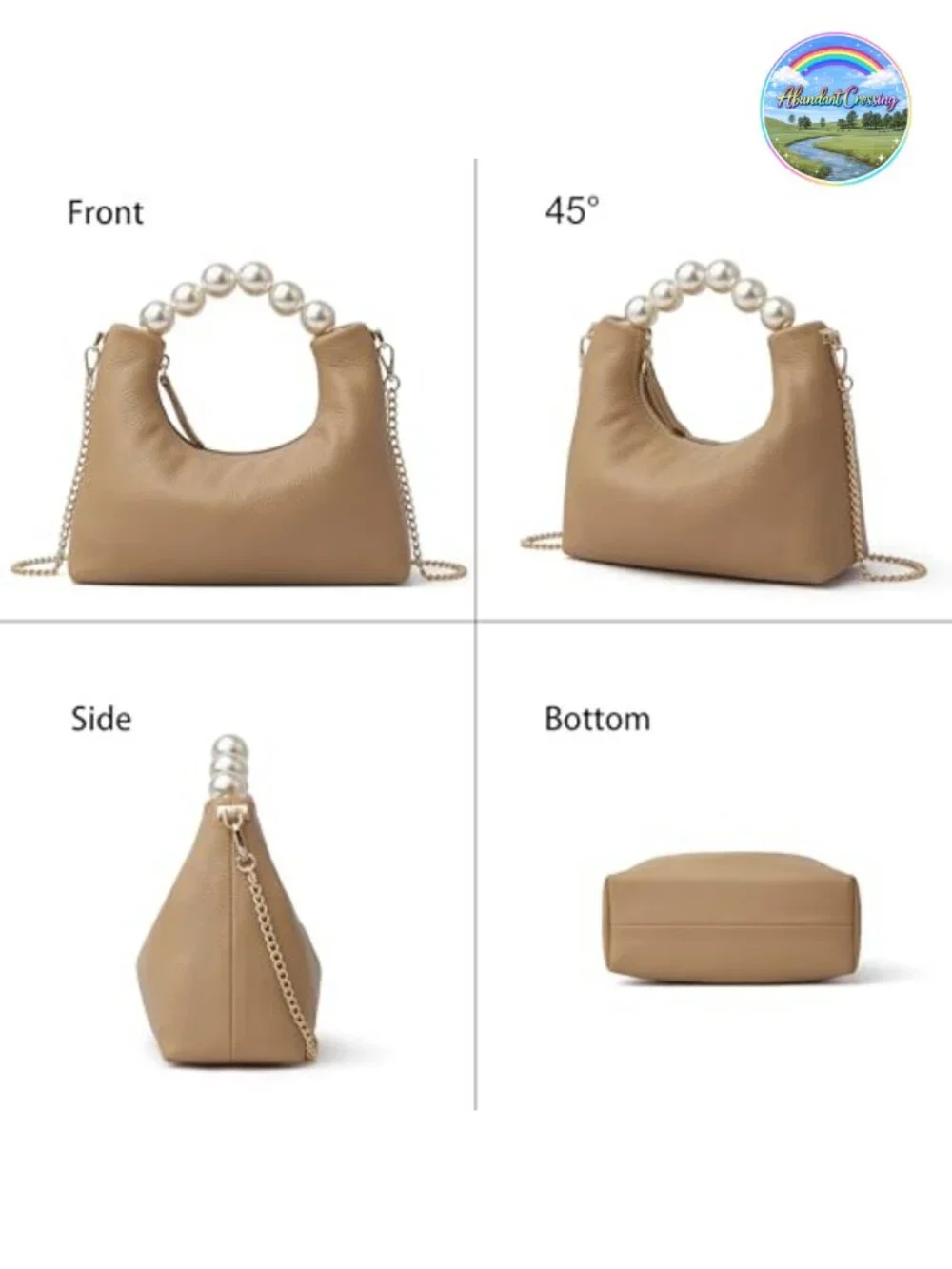 Women's Designer Top Handle Leather Clutch Purse with Chain Strap